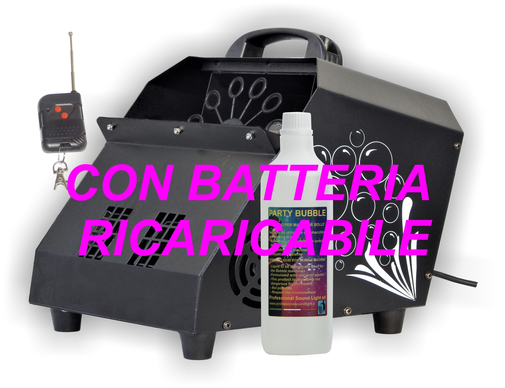 MACCHINA BOLLE DI SAPONE WIRELESS PROFESSIONALE BUBBLE MACHINE DJ PALCO - grande